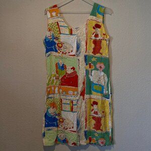 Jams‎ World Bon Appetit Artsy Colorful Rayon Dress Size Large